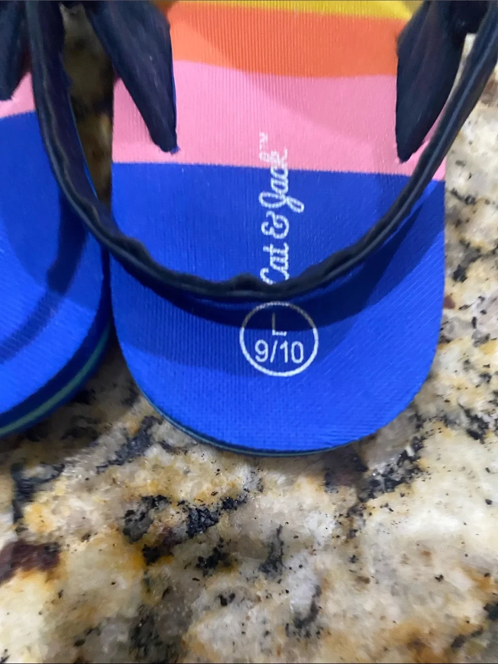 Cat & Jack Navy-Strap Rainbow Stripe Kids Flip Flops